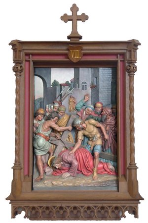 Station VII: Jesus fällt zum zweiten Mal unter dem Kreuz