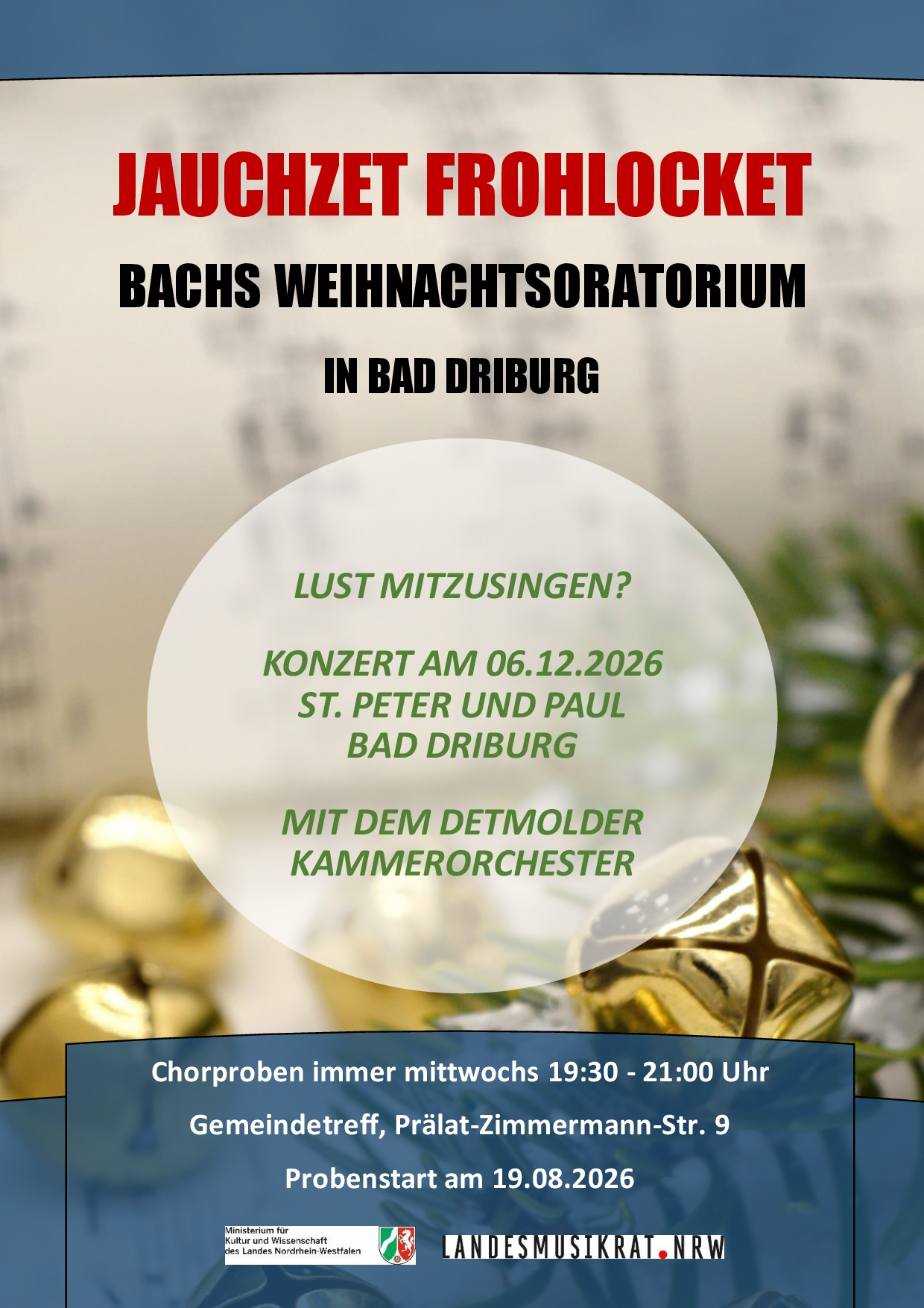Plakat Einladung zu Bachs Wehnachtsoratorium